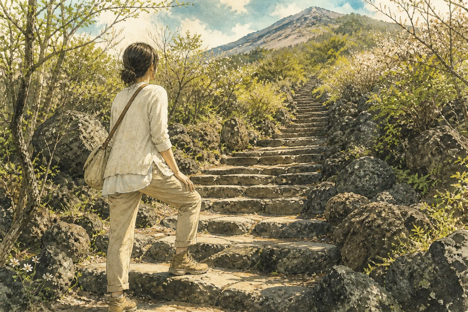 Editorial illustration: A woman in her 20s wearing a light layered top with a thin cardigan.