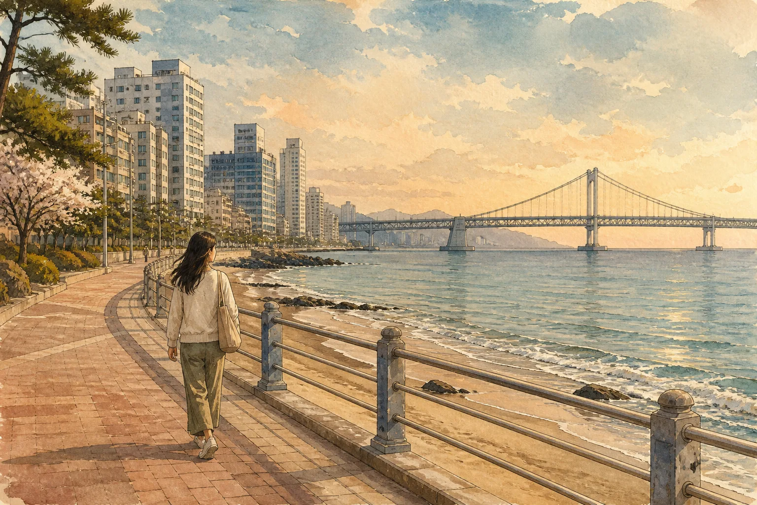 Editorial illustration: A woman in her 20s wearing a light blouse with a thin cardigan.