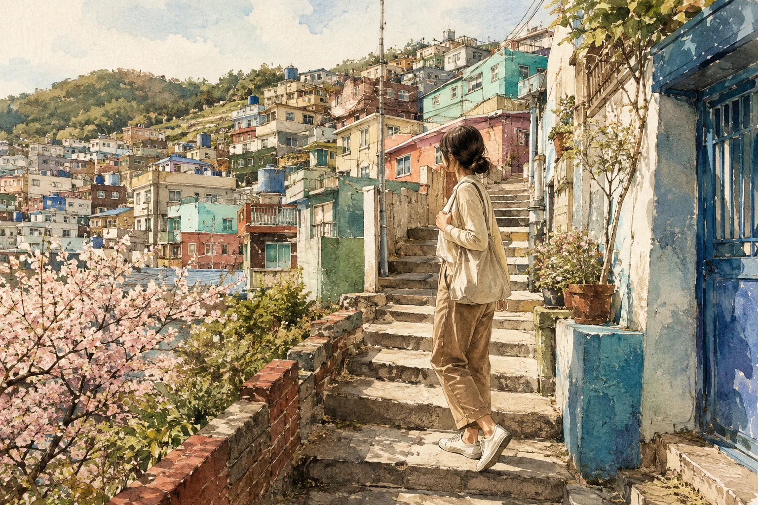 Editorial illustration: A woman in her 20s wearing a light blouse with a thin cardigan.